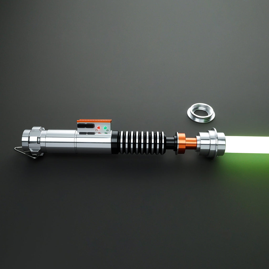 A lightsaber designed on Luke Skywalker return of the jedi available from domms sabers